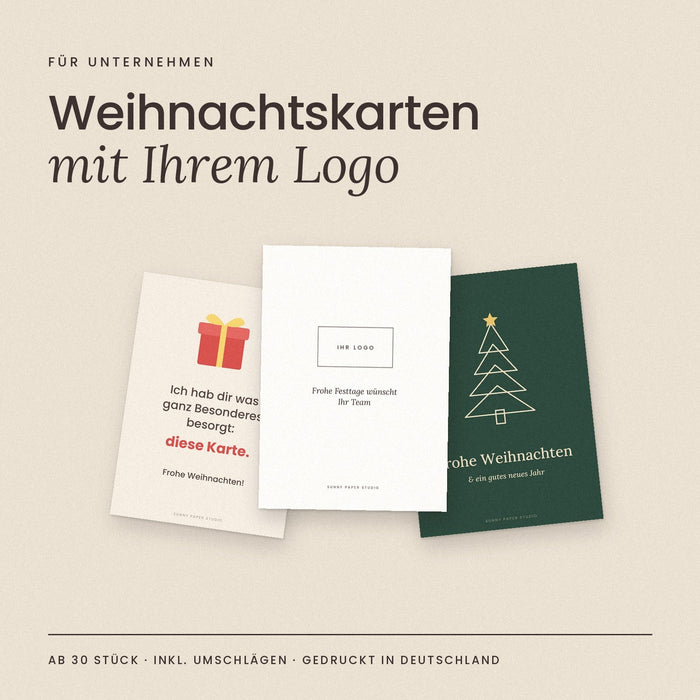 Weihnachtskarten mit Logo bestellen: Ablauf, Preise & Fristen für kleine Unternehmen