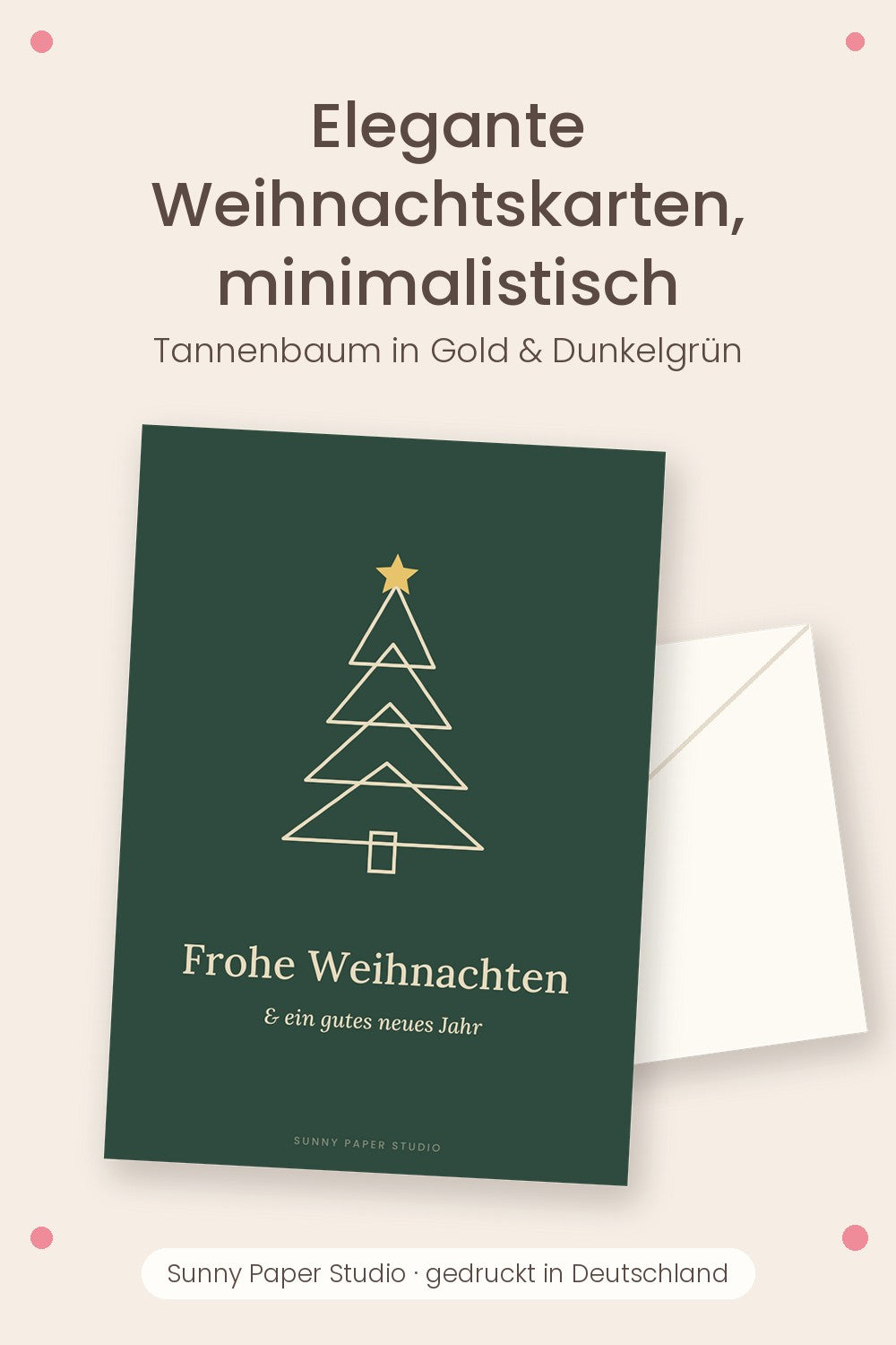 Elegante Weihnachtskarten minimalistisch – Tannenbaum in Gold