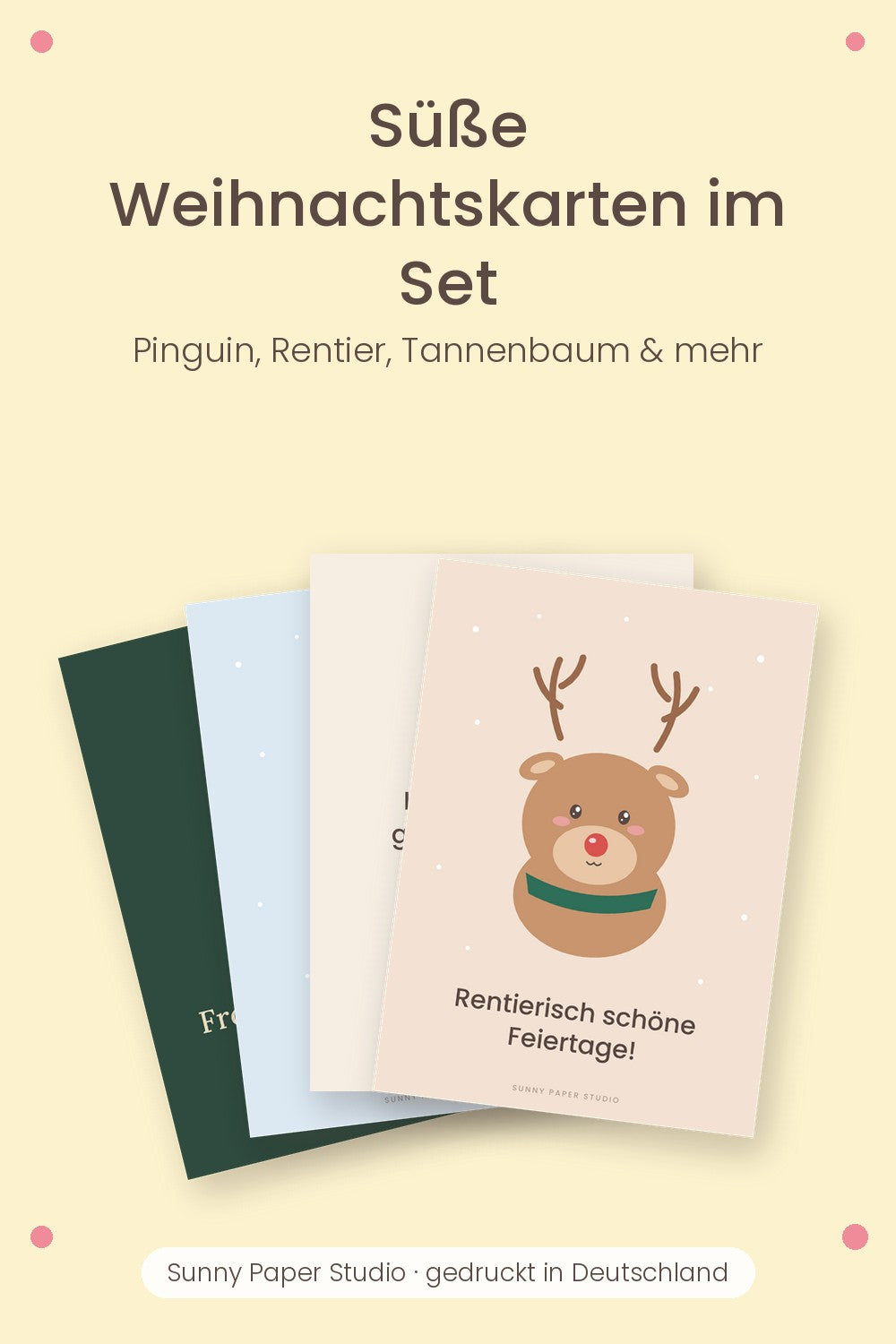 Süße Weihnachtskarten im Set