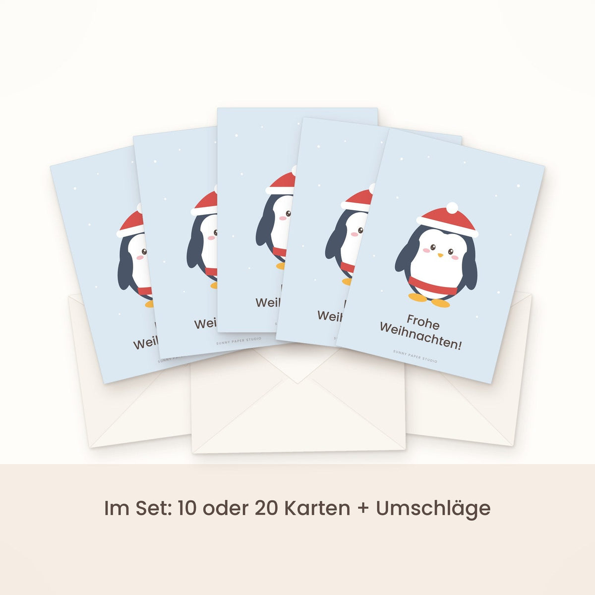 Weihnachtskarten Pinguin im Set