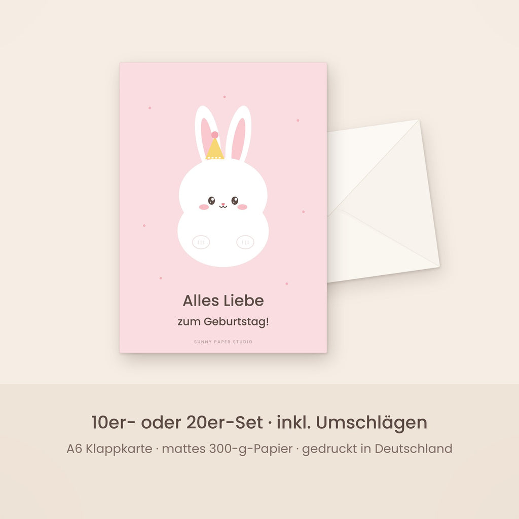 Geburtstagskarte Hase mit Umschlag – Set