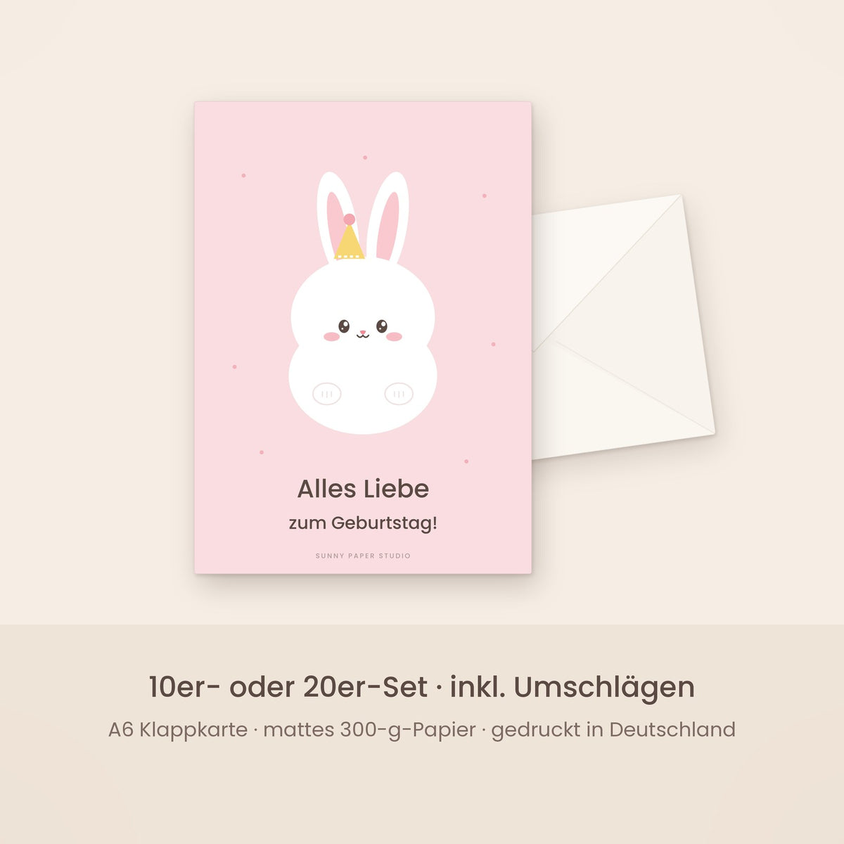 Geburtstagskarte Hase mit Umschlag – Set