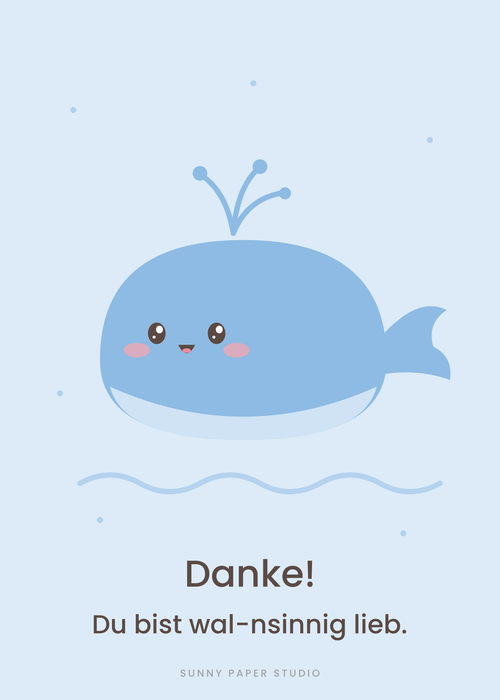 Dankeskarte Wal – Vorderseite
