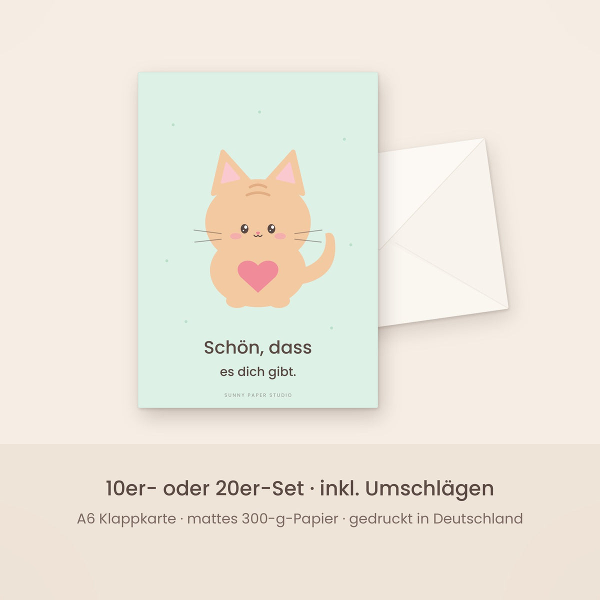 Freundschaftskarte Katze mit Umschlag – Set