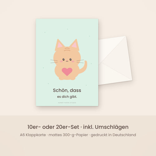 Freundschaftskarte Katze mit Umschlag – Set