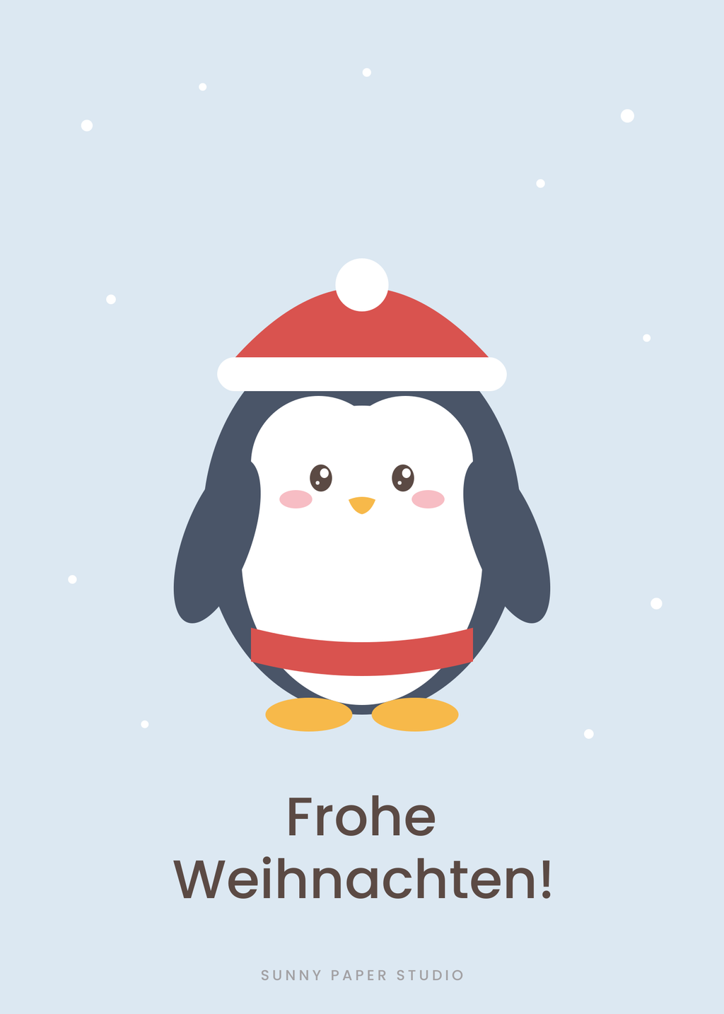 Weihnachtskarte Pinguin – Vorderseite