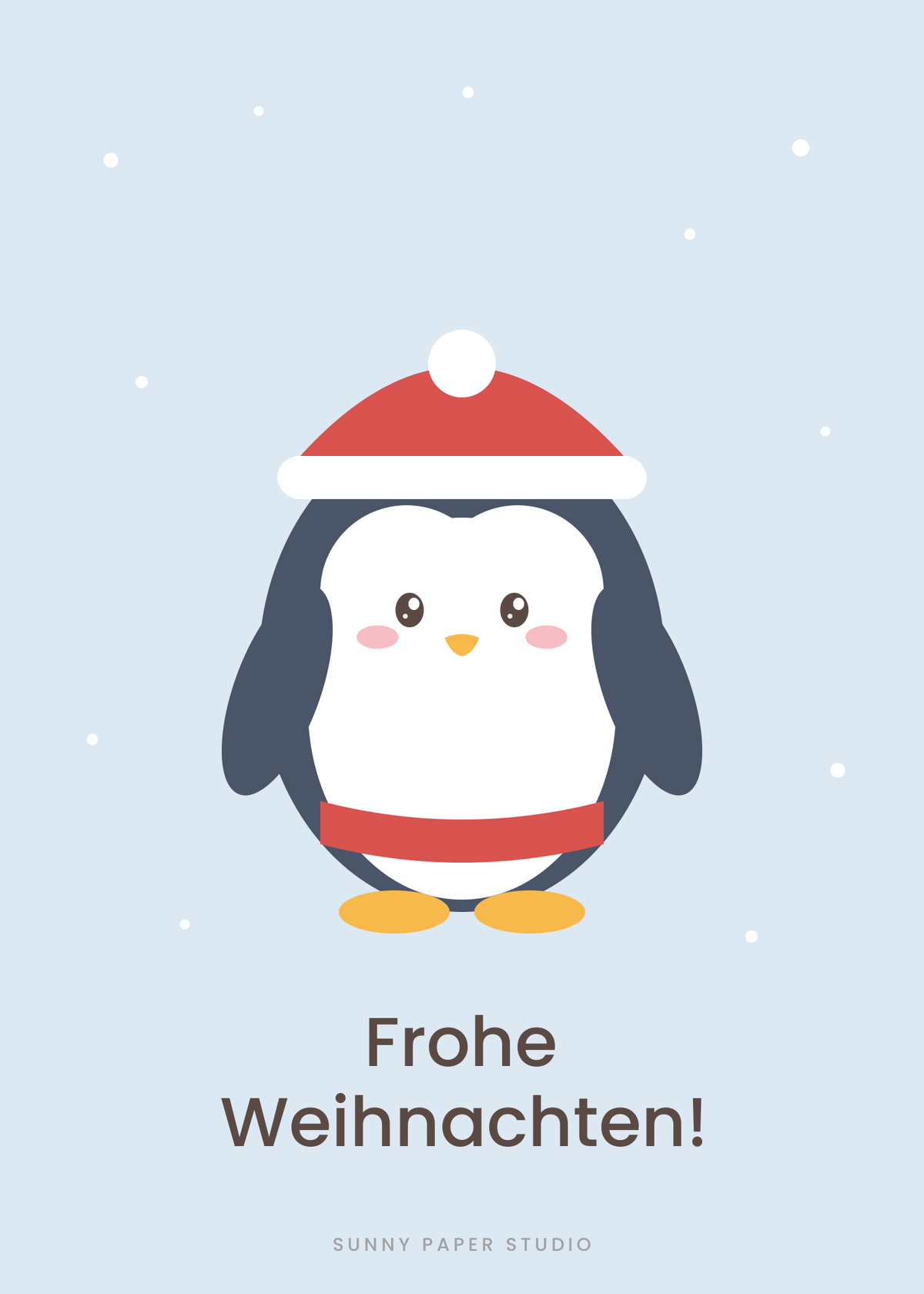 Weihnachtskarte Pinguin – Vorderseite