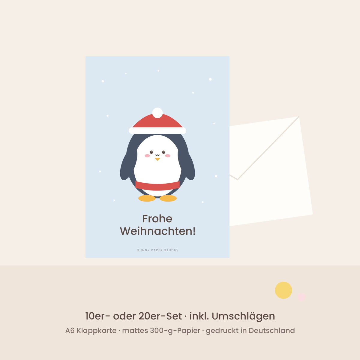 Weihnachtskarten Pinguin mit Umschlag