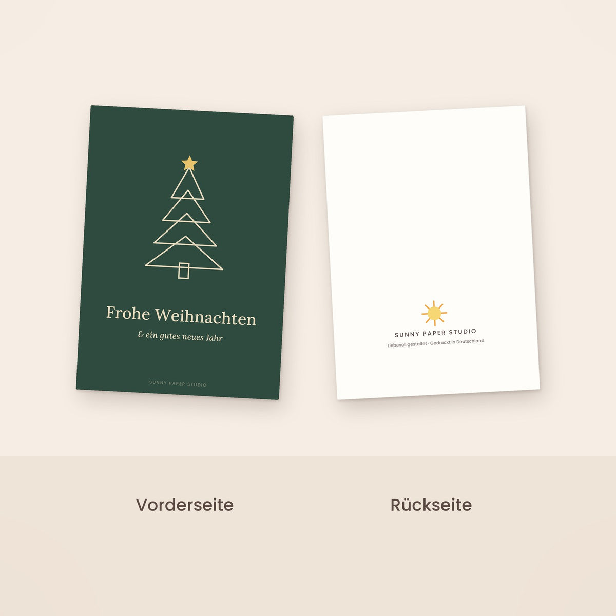 Weihnachtskarte Tannenbaum Vorder- und Rückseite