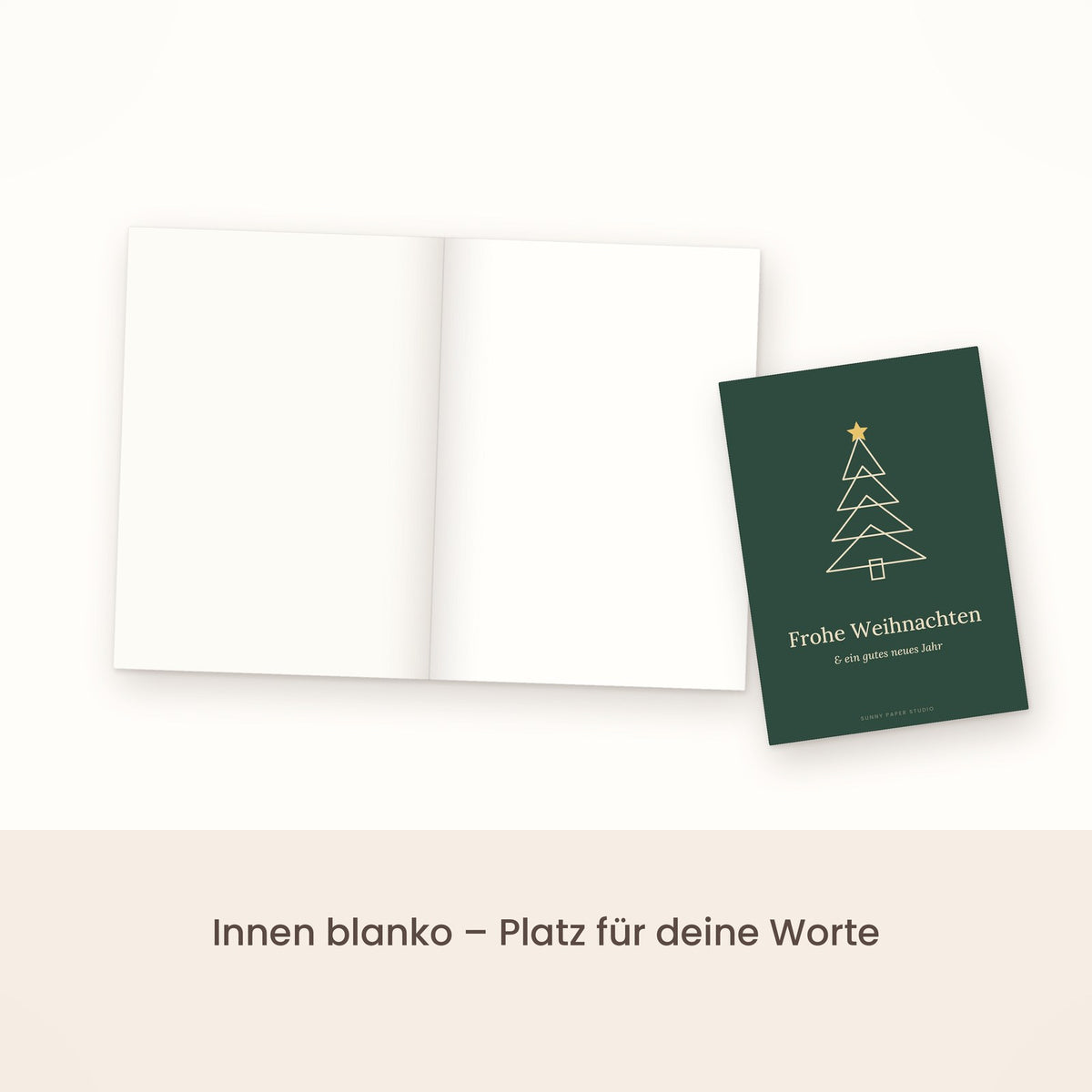 Weihnachtskarte Tannenbaum aufgeklappt, innen blanko