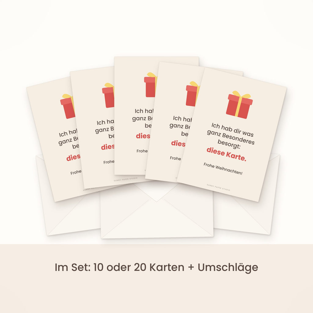 Lustige Weihnachtskarte im Set gefächert mit Umschlägen