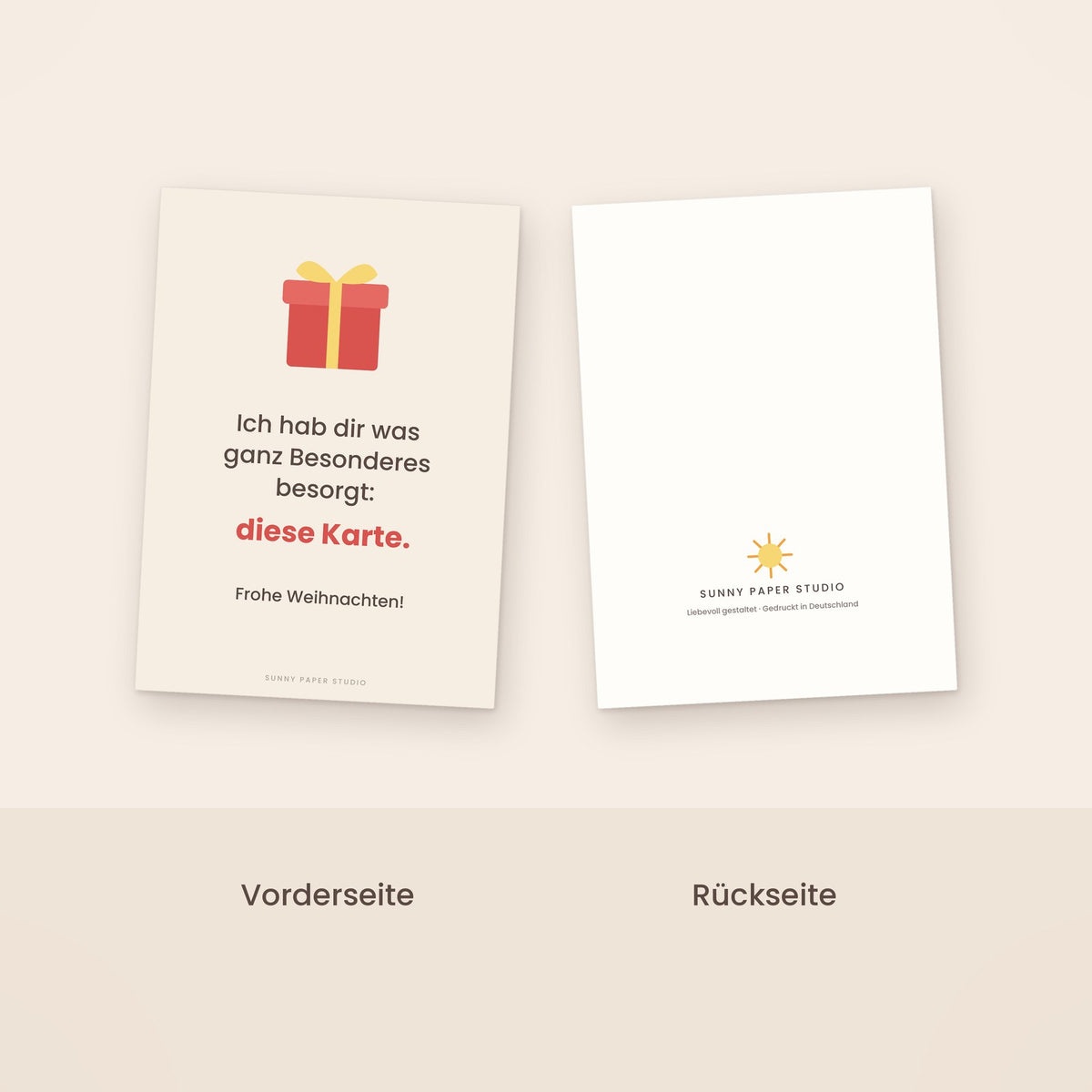 Lustige Weihnachtskarte Vorder- und Rückseite