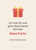 Lustige Weihnachtskarte „Ich hab dir was Besonderes besorgt“ – Motiv