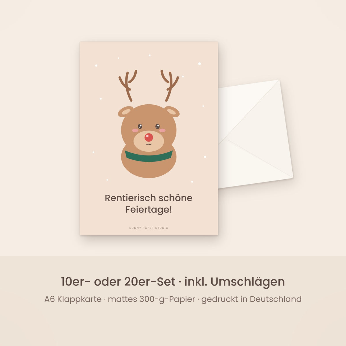 Weihnachtskarte Rentier mit Umschlag – Set