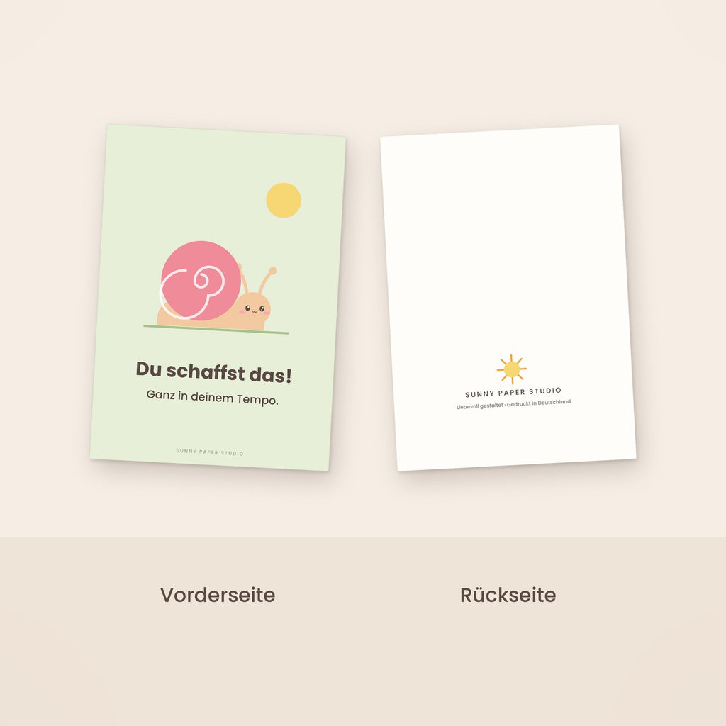 Mutmacher-Karte Schnecke Vorder- und Rückseite
