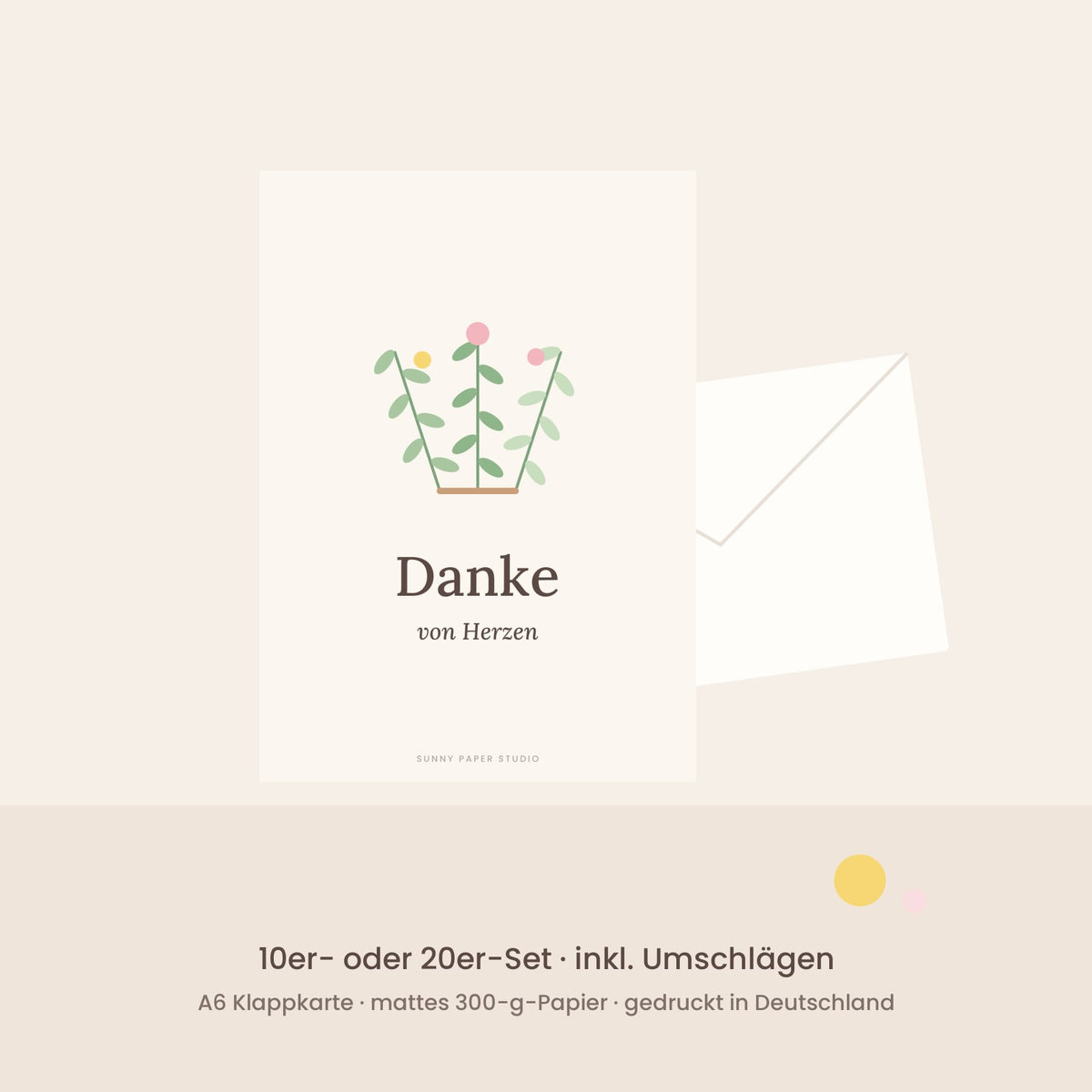 Florale Dankeskarten mit Umschlag