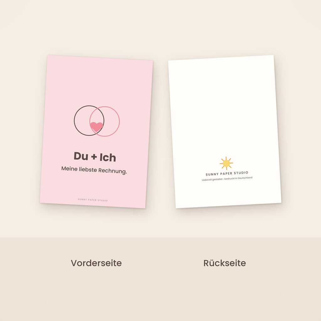 Liebeskarte Du + Ich Vorder- und Rückseite