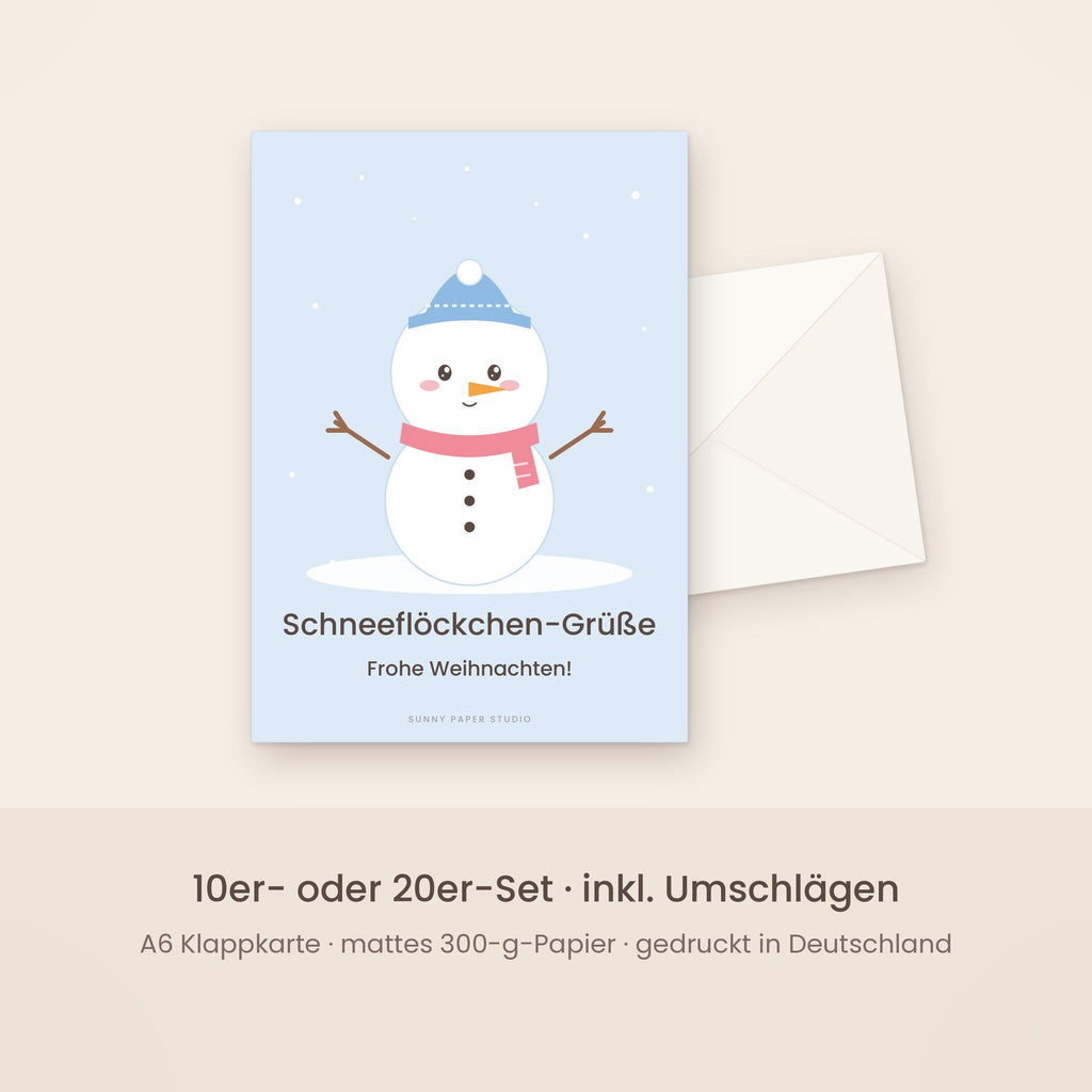 Weihnachtskarte Schneemann mit Umschlag – Set