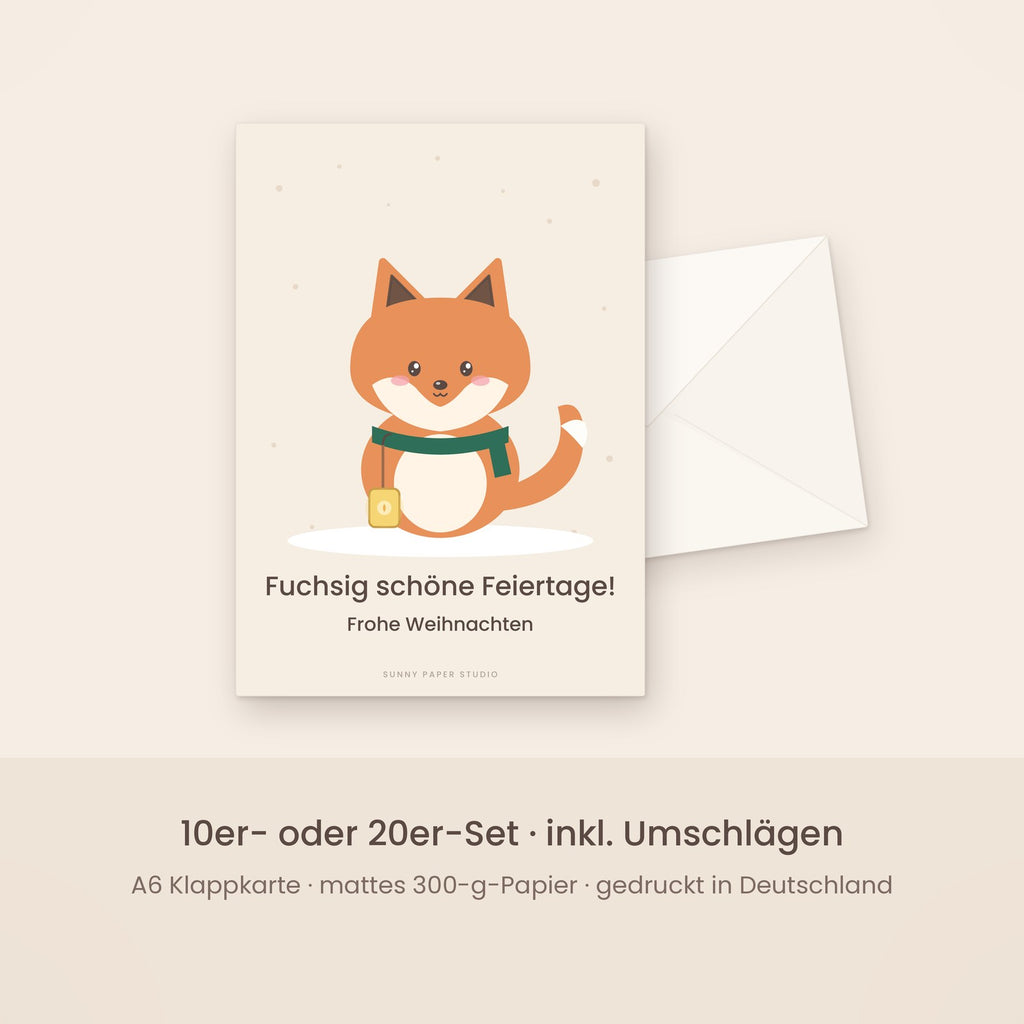 Weihnachtskarte Fuchs mit Umschlag – Set