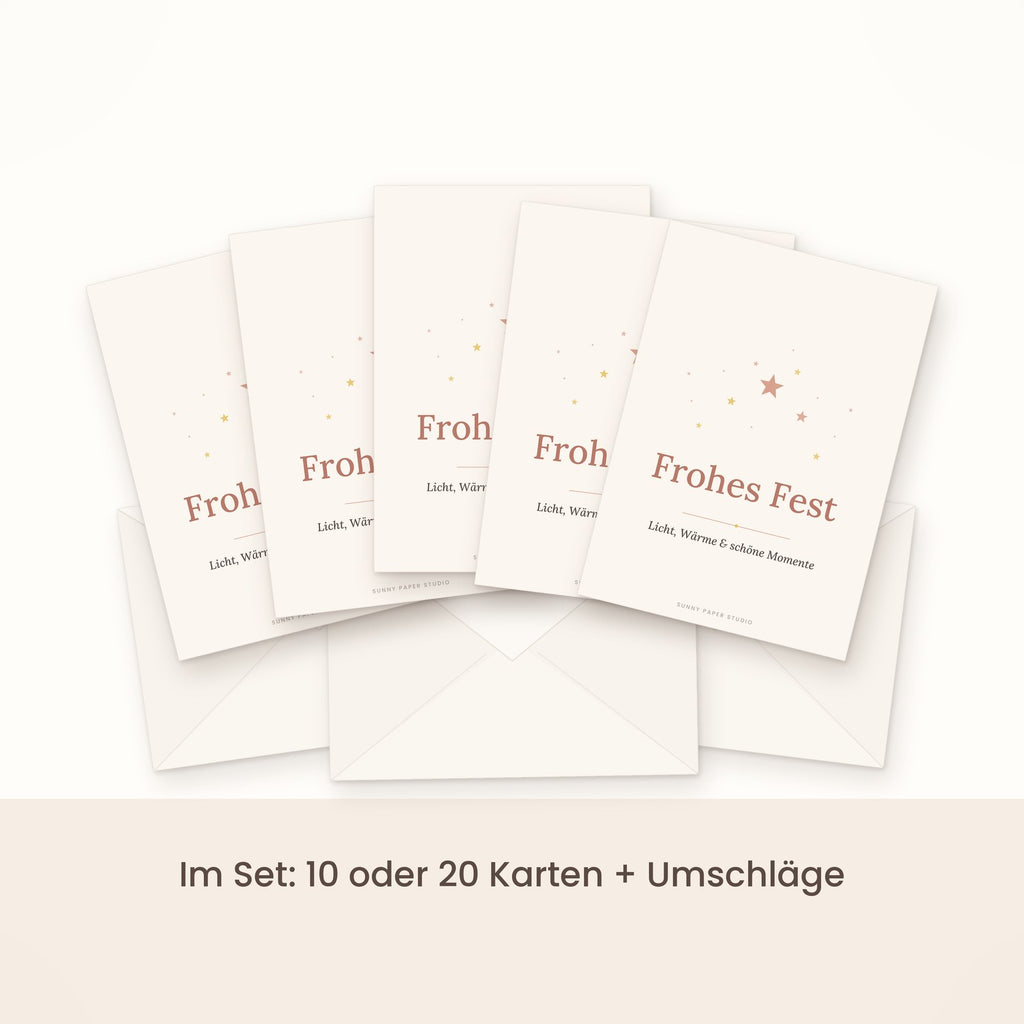 Weihnachtskarten Frohes Fest im Set gefächert