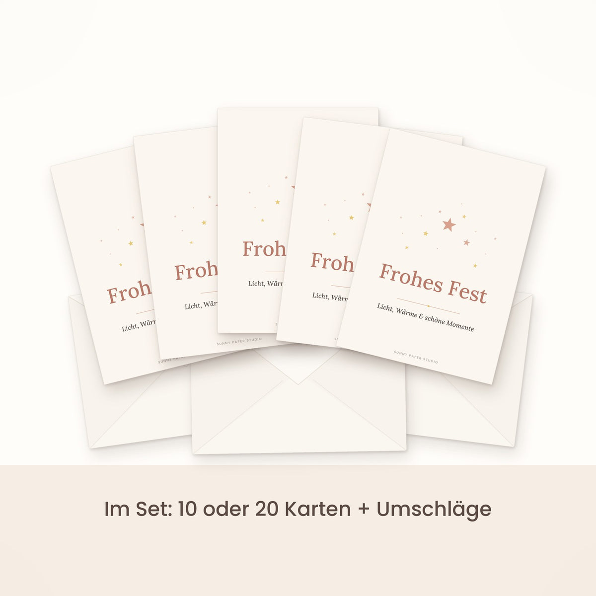 Weihnachtskarten Frohes Fest im Set gefächert