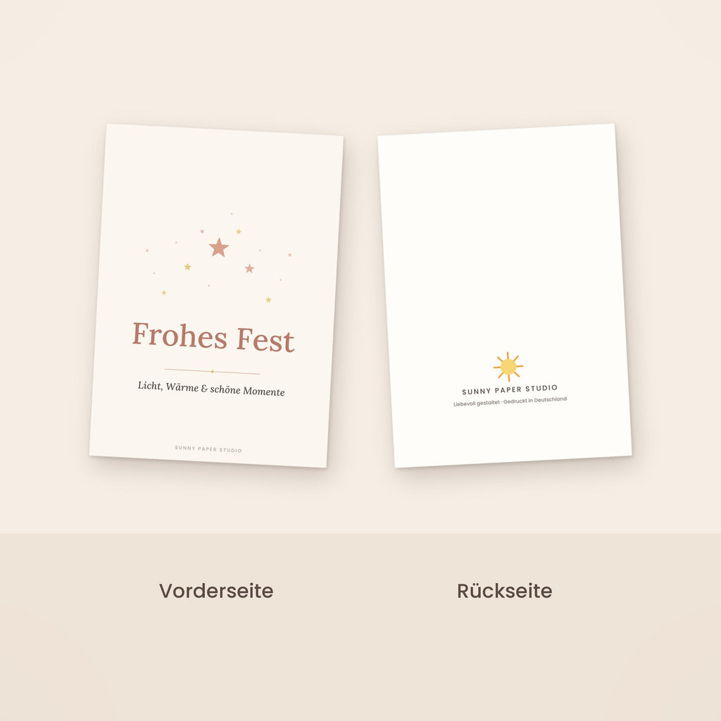 Weihnachtskarte Frohes Fest Vorder- und Rückseite