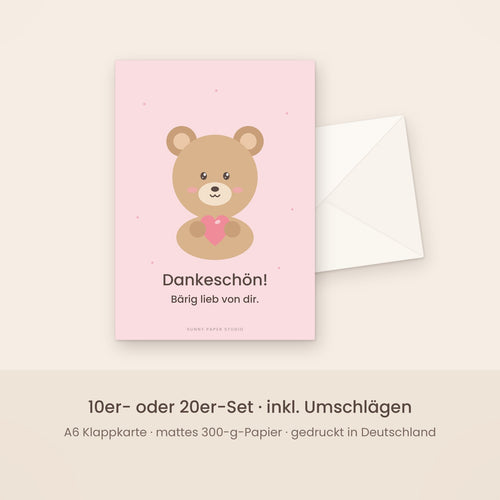 Dankeskarte Bär mit Umschlag – Set