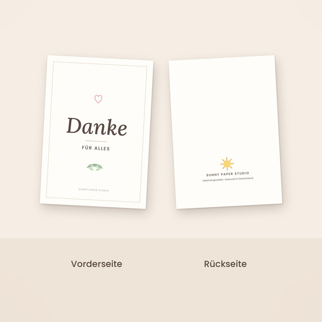 Dankeskarte minimalistisch Vorder- und Rückseite