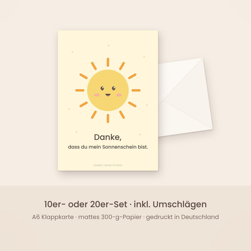 Dankeskarte Sonne mit Umschlag – Set