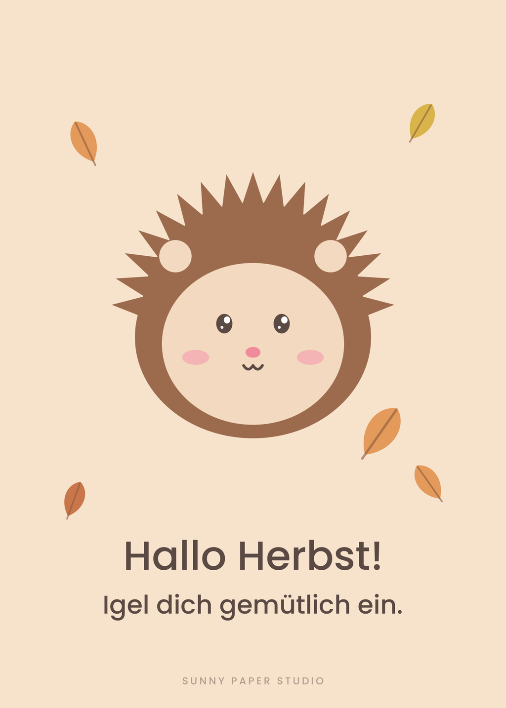 Herbstkarte Igel – Vorderseite