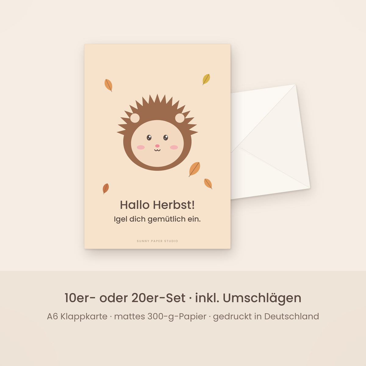 Herbstkarte Igel mit Umschlag – Set