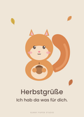 Herbstkarte Eichhörnchen – Vorderseite