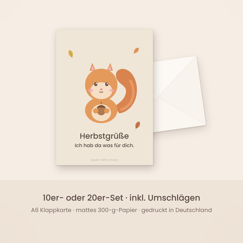 Herbstkarte Eichhörnchen mit Umschlag – Set