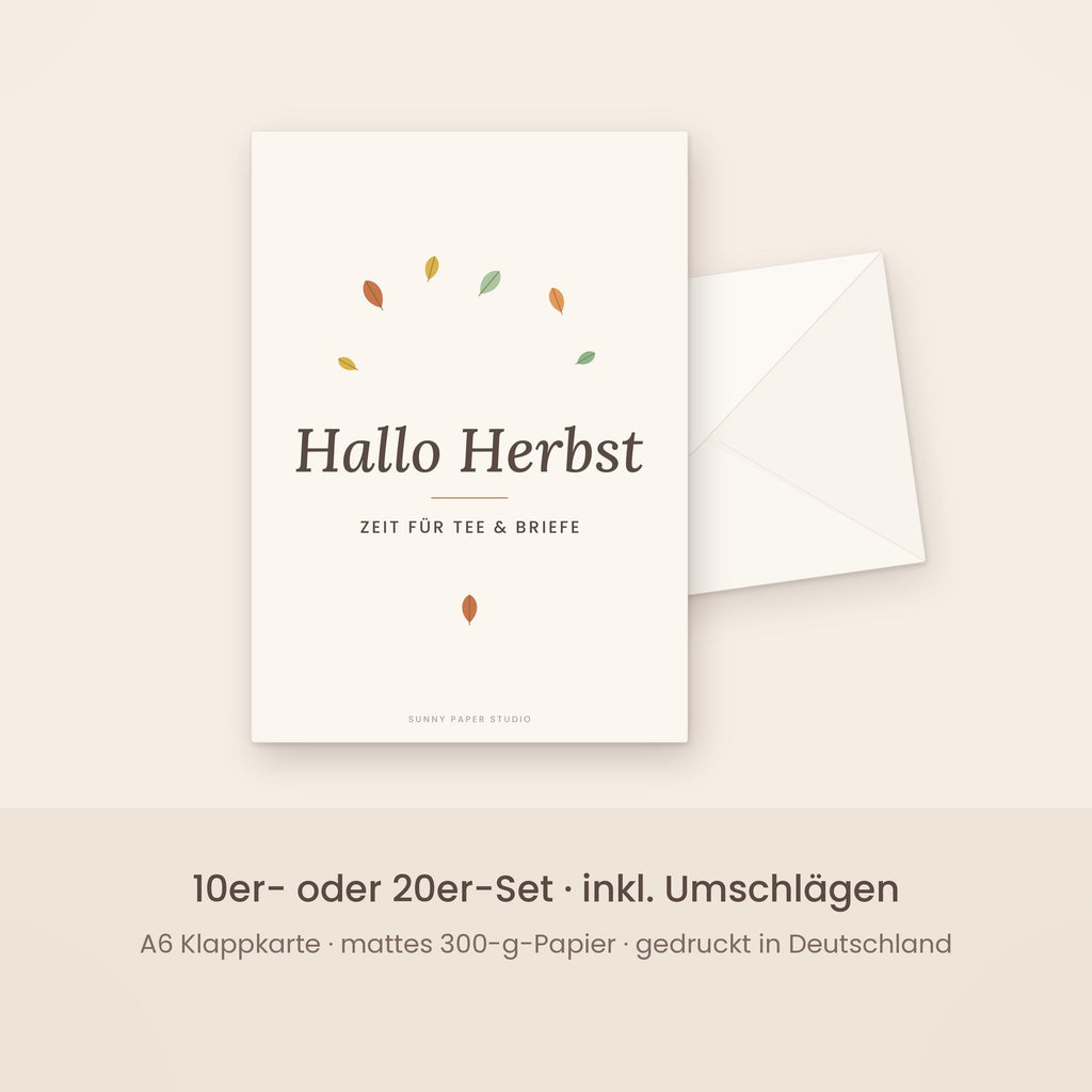 Herbstkarte minimalistisch mit Umschlag – Set