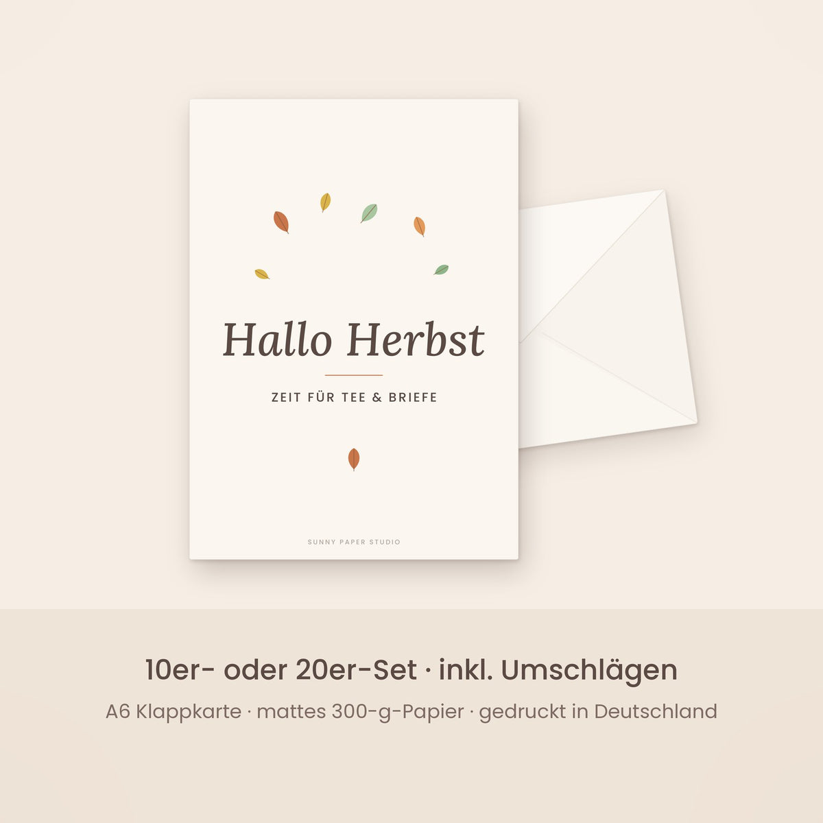 Herbstkarte minimalistisch mit Umschlag – Set