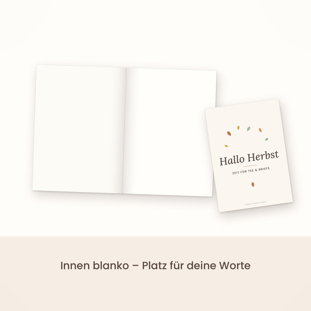 Herbstkarte minimalistisch aufgeklappt, innen blanko