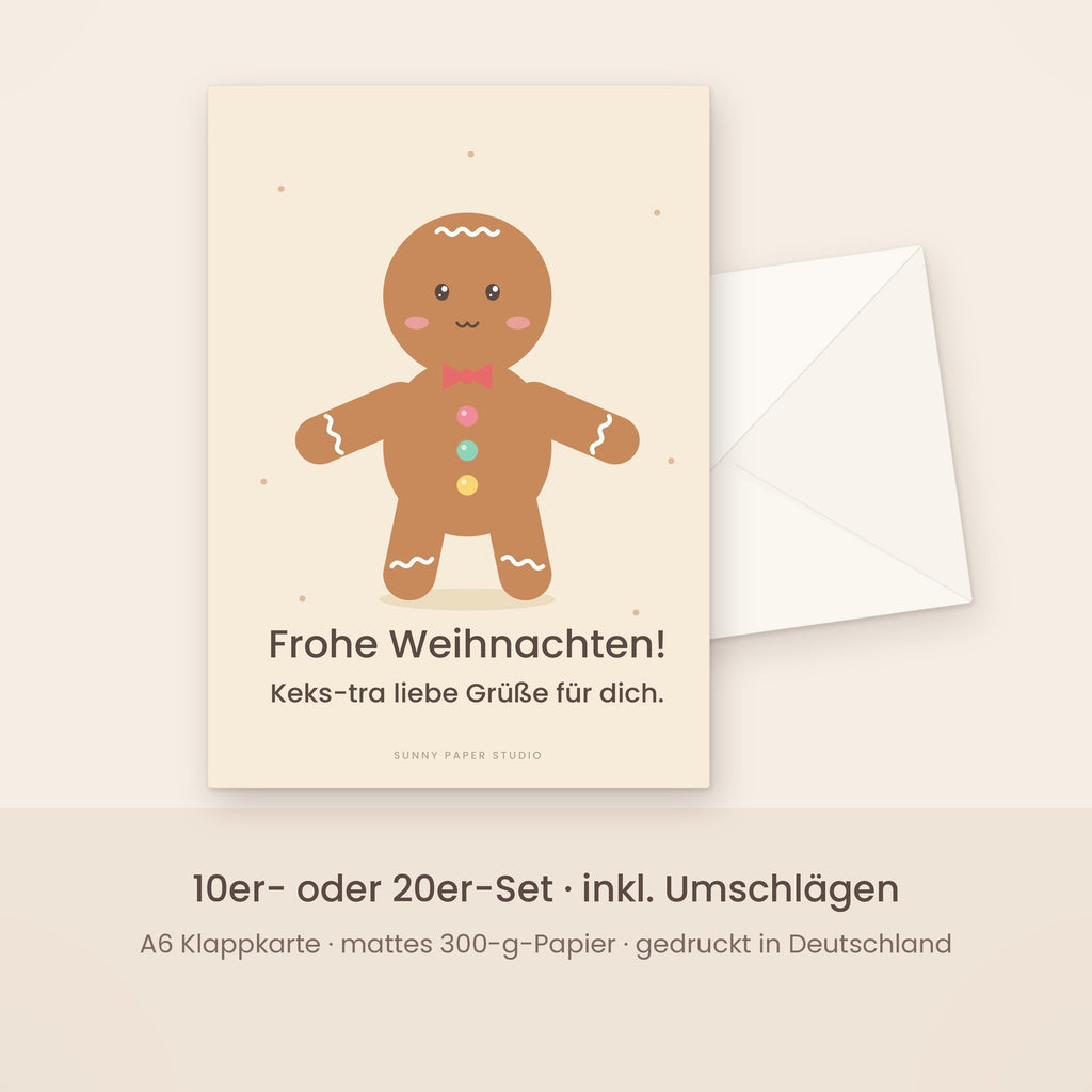Weihnachtskarte Lebkuchenmann mit Umschlag – Set