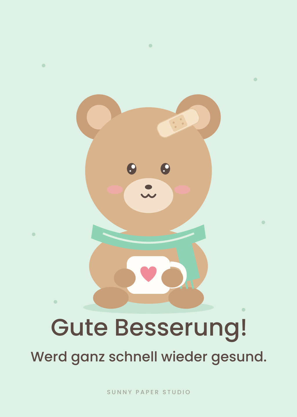Gute-Besserung-Karte Bär mit Pflaster – Vorderseite