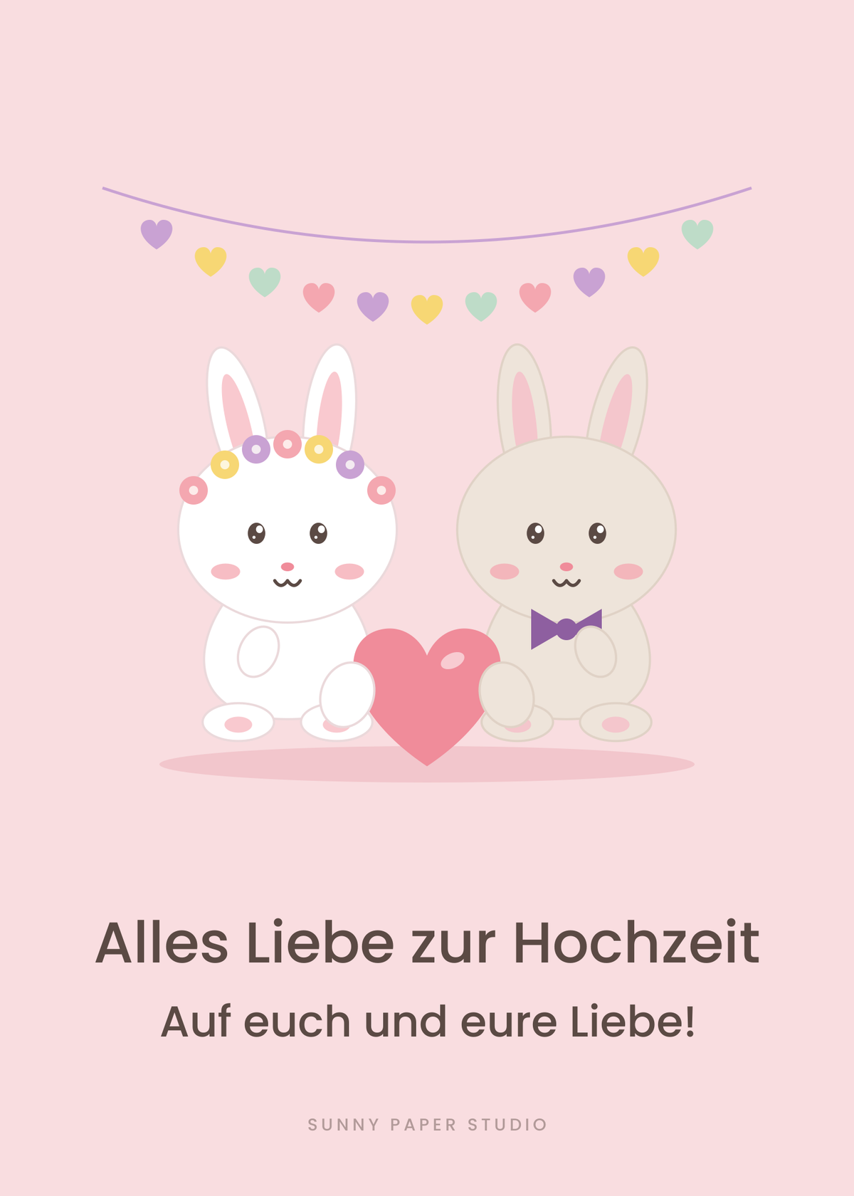 Hochzeitskarte Hasenpaar – Vorderseite