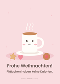 Lustige Weihnachtskarte Plätzchen und Kakao – Vorderseite