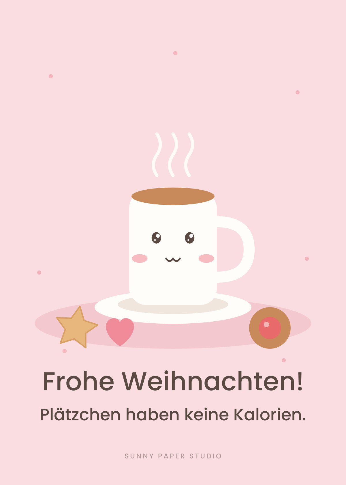 Lustige Weihnachtskarte Plätzchen und Kakao – Vorderseite