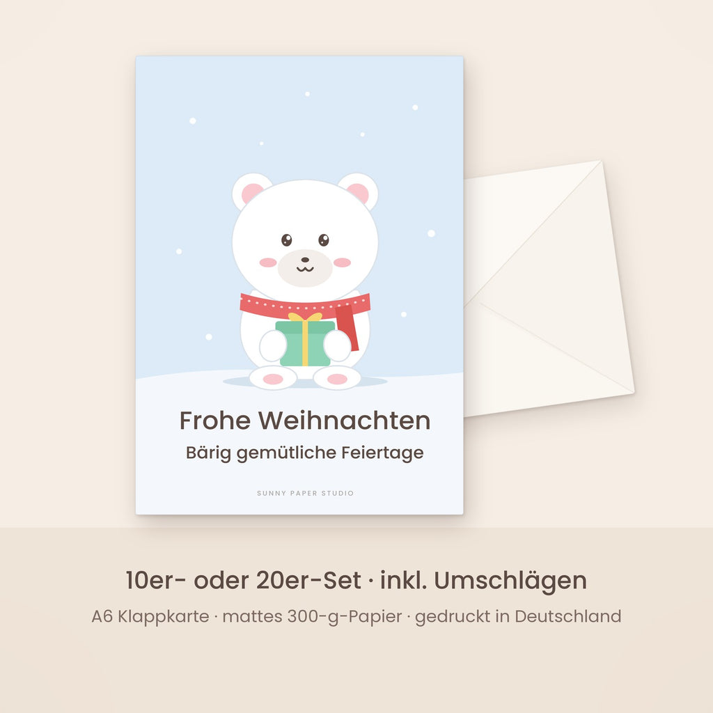 Weihnachtskarte Eisbär mit Umschlag – Set