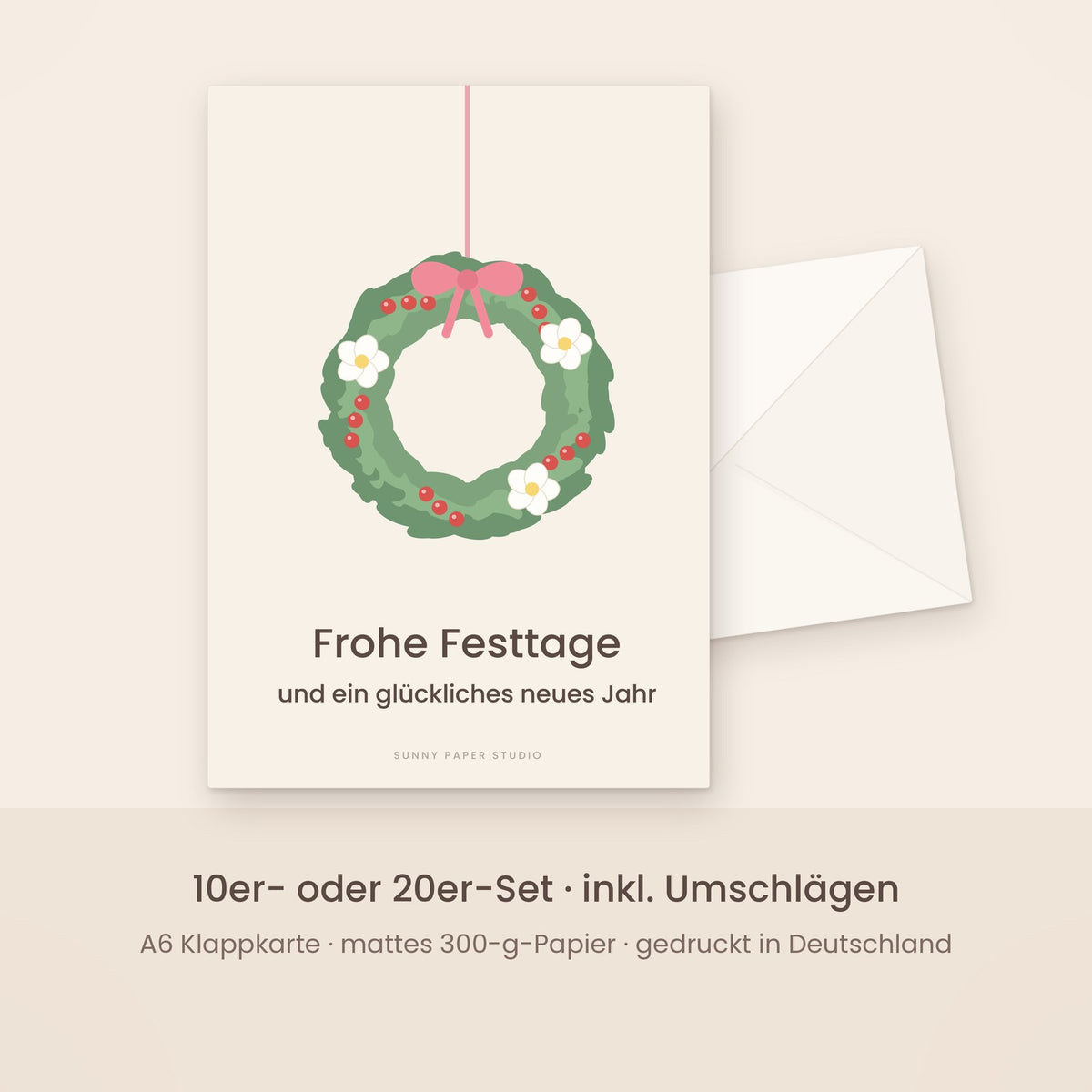 Weihnachtskarte Winterkranz mit Umschlag – Set