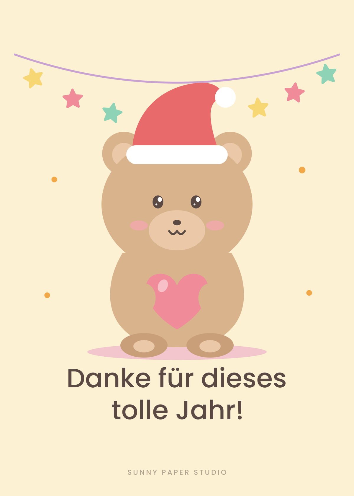 Weihnachtskarte Bär mit Mütze und Herz – „Danke für dieses tolle Jahr!“