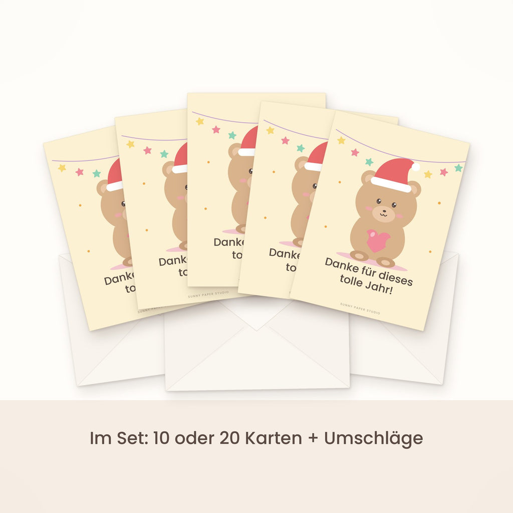 Weihnachtskarten Erzieherin & Lehrerin im Set gefächert mit Umschlägen