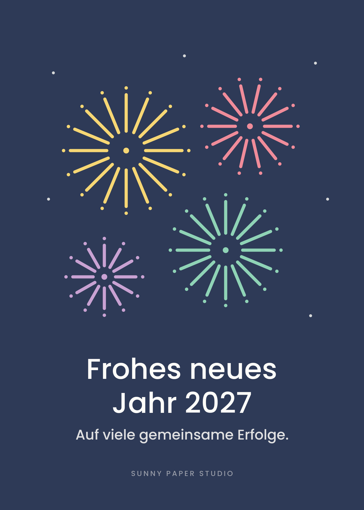 Neujahrskarte Feuerwerk minimalistisch „Frohes neues Jahr 2027“ – Motiv