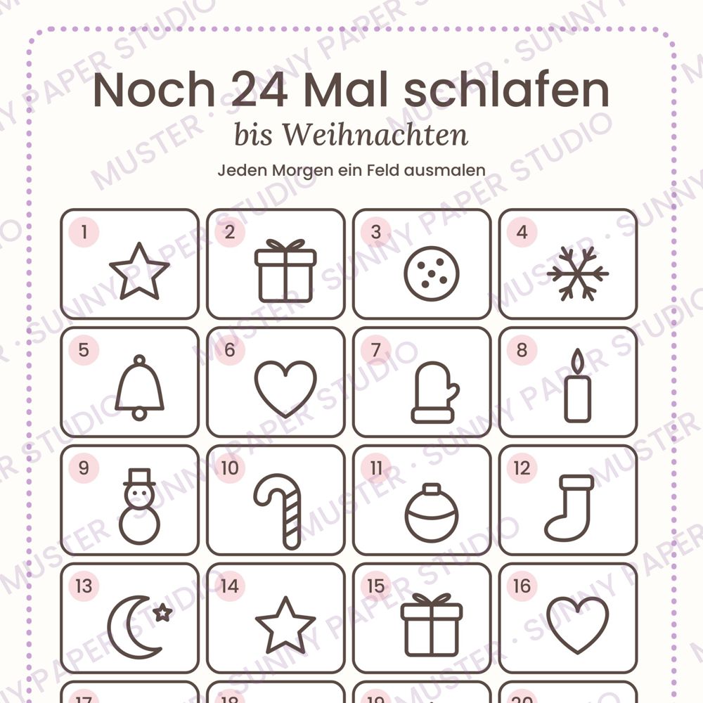 Detail-Vorschau „Noch 24 Mal schlafen bis Weihnachten“ (Muster)