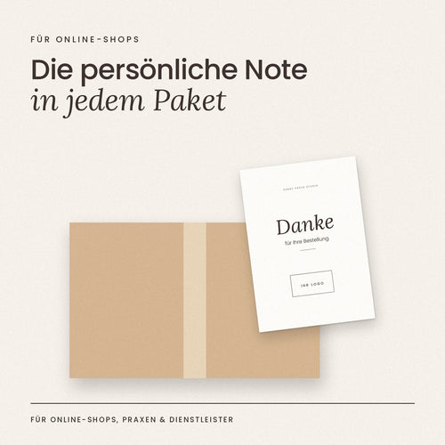 Dankeskarte mit Logo im Versandpaket