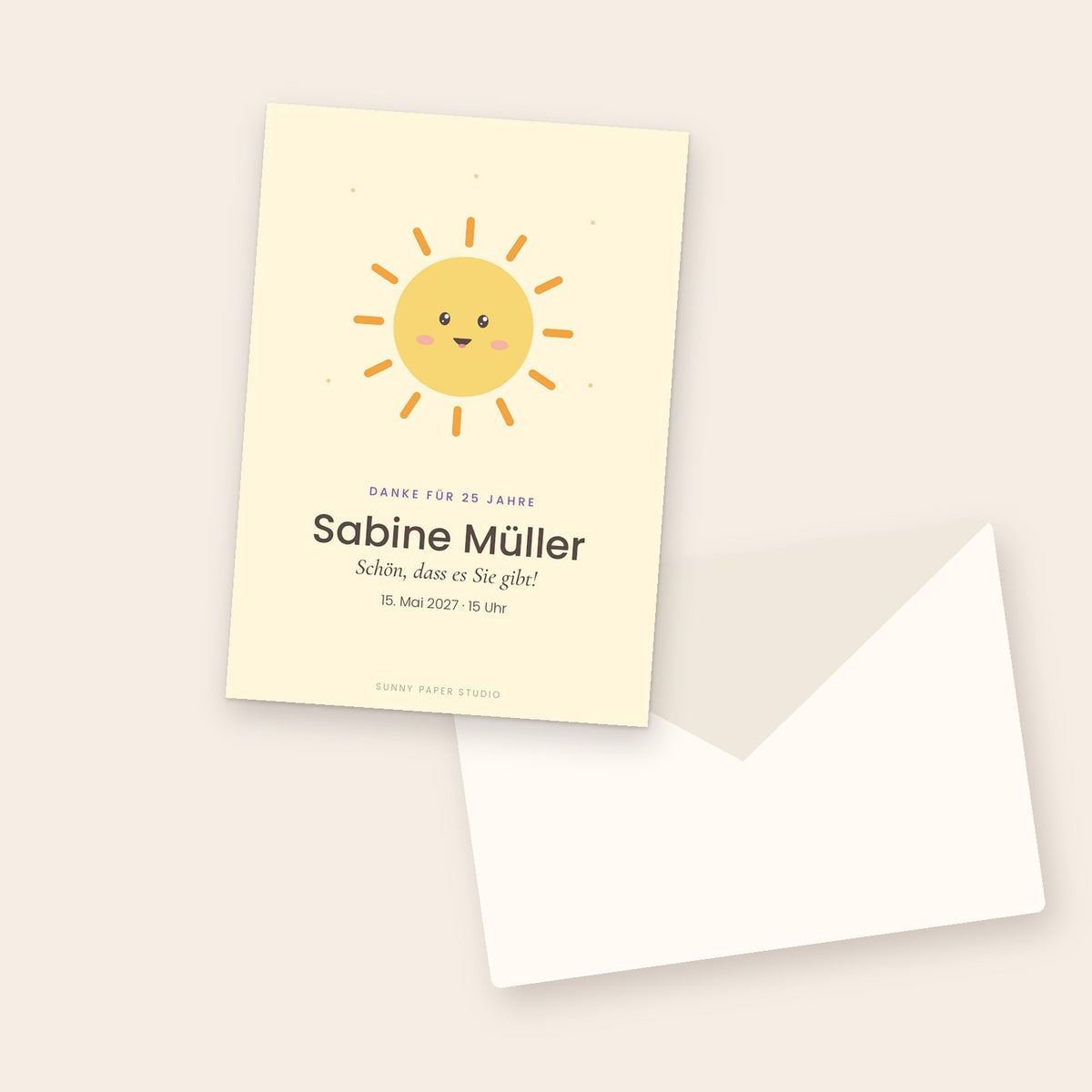 Karte zum Mitarbeiterjubiläum mit Sonne