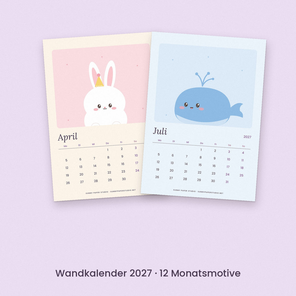 Wandkalender 2027 – April und Juli